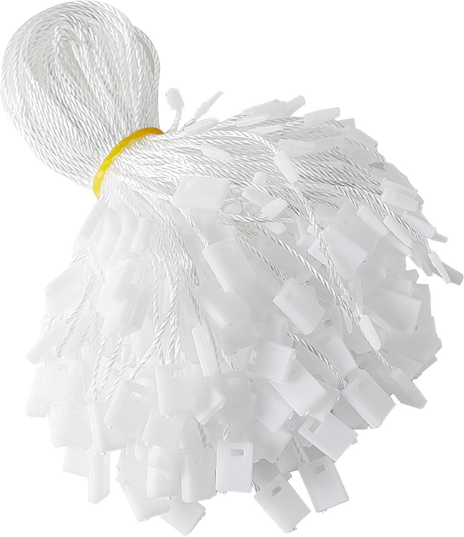 Tangyinrd 7 Inch 1000Pcs White Nylon Hang Tag String Snap Lock Pin Loop Fastener Hook Ties Tag Strings, Easy and Fast to Attach