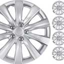 BDK 16 Inch Hubcaps Set of 4 - OEM Replacement Snap-On Wheel Rim Covers - Universal Fit Car Wheel Cover for Cars, Trucks, SUV, Vans Durable ABS Silver 10-Spoke Hub-Cap Car Accessories Exterior