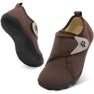 relxfeet Men's Slippers Wide Width Adjustable Orthopedic Diabetic House Shoes for Neuropathy Swollen Feet Relief Non-Slip Rubber Sole Indoor Outdoor, (Dark Brown, Size 15) 