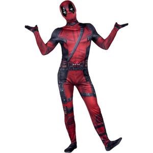 MARVEL Deadpool Official Adult Deluxe Zentai Halloween Costume - Stretch Spandex with Wrist Slits, X