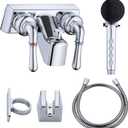 RV Shower Faucet with Hose and shower Head,Camper Shower Faucet Replacement,Rv Tub Faucet With Shower Diverter,Handheld Camper Shower Head and Hose,Rv Outdoor Shower Kit (Faucet Kit, Chrome)