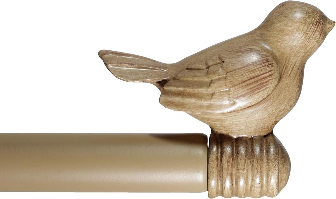 3/4-inch Cute Decorative Bird Adjustable Window Treatment Curtain Single Rod Set, 48" to 84" - Cottage (48"-84")