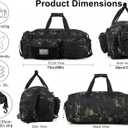 LHI 50L Tactical Duffle Bag for Men, 3-in-1 Gym Duffle and Backpack, Shoe Compartment, Laptop Sleeve and MOLLE, Carry-On Travel Weekender and Overnight Bag – Black CP Camo, 25.6"L × 11"W × 10.7"H