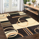 RUGSREAL Large Area Rug 8x10 Modern Geometric Entryway Low Pile Thin Non Slip Throw Foldable Accent Indoor Floor Cover for Bedroom, Brown