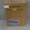 MUXHOMO 7 Pieces Queen Comforter Set, Reversible Bed in a Bag Queen Size, All Season Bedding Set with Comforter, Flat Sheet, Fitted Sheet, Pillowcases & Shams, Navy & Light Grey (Queen (88"x88")