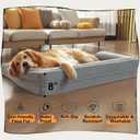 MEKIY Large Dog Bed Cover Replacement Orthopedic Washable - Large Dog Bed Waterproof Removable Cover - Couch Sofa Cover Gray 36" x 27"