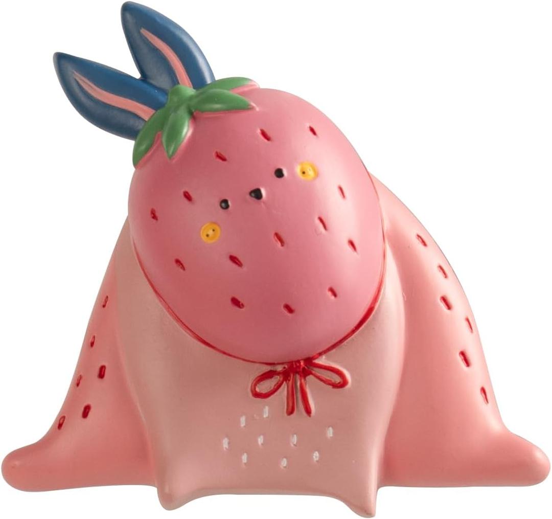 2.62.4 Inch Strawberry Bunny Cute Magnets for Refrigerator, Mini 3D Resin Fruit Animal Fridge Magnets, Fun Kitchen Accessories Office Whiteboard Cubicle Locker Decorations for Home (Pink)