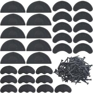 TOVOT 30PCS Heel Plates Black Heel Taps Rubber Tips Sole Heel Repair Pad Replacement with Nails(3 Size) (16 Piece Set)