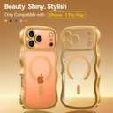 for iPhone 17 Pro Max Case: [Cute Wave Frame][Fit for MagSafe] Military Drop Shockproof Protection, Camera Protective Glossy Slim Magnetic Wavy Phone Cover for Women Girls 6.9'', Clear/Desert