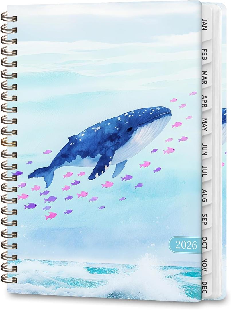 2 x 2026 Planner, Weekly and Monthly Calendar Planner Agenda, Jan 2026 - Dec 2026, Planning Academic Book, Office Desk Accessories and School Supplies - A5 (6.3'' x 8.5'') (Whale)