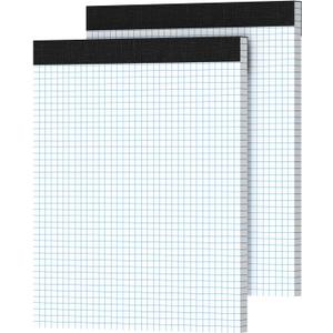 Graph Paper 8.5 X 11, 2 Pack, 4x4 Quad Ruled, Grid Paper Pad 8-1/2" X 11.75", Grid Pad 8.5 X 11.75, Engineering Notebook, Easy Tears Off, White 70 Gsm Graft Paper