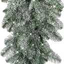 Fenteer Christmas Teardrop Swag Artificial Snow Wreath Backdrop Home Faux Winter Hanging Plants for Thanksgiving Wedding