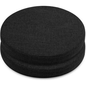 ELFJOY Round Chair Cushions for Dining Chairs Non Slip High-Resilience Foam Chair Pads 2" Thick Seat Cushions for Kitchen Chairs Set of 2 16" Black