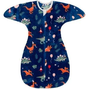 ZIGJOY Shark-Fin Transition Swaddle - 2.5 Tog Fleece Transition Sleep Sack 3-6 Months Warm Plush Baby Wearable Blanket with 2- Way Zipper for Winter Dinosaurs