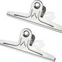 Coideal Extra Large Bulldog Paper Clips, 30cm Jumbo XXL Easel Clips Stainless Steel 2 Pcs Heavy Duty Binder Clamps for Office File (Silver, 11 4/5 Inch) (Sliver)