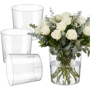 4 Pcs Flower Acrylic Vase Cylinders Round Decorative, Shatterproof Clear Acrylic Vases for Centerpieces, for Home Decor, Wedding, Dining Table, and Events