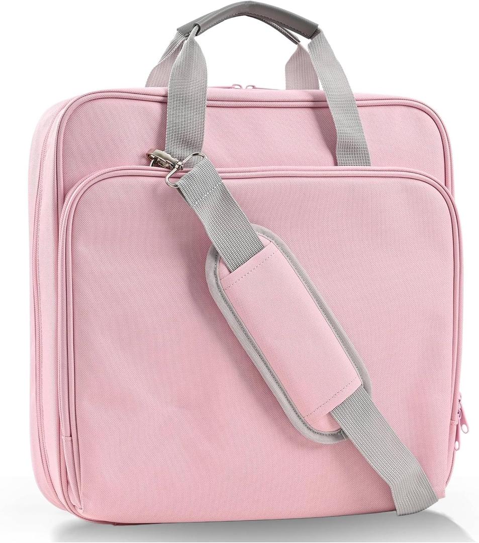 Famlife Zipper Binder with Strap - 2 Inch 3-Ring Trapper Keeper - 500-Sheet Pink Multi-Pocket Organizer Binder for School and Office