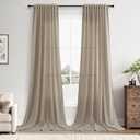 Extra Long Linen Curtains 108 Inches for Living Room Back Tab Semi Sheer High Floor to Ceiling 9ft Light Filtering Curtain Boho Farmhouse Decor Window Drapes for Bedroom 2 Panels Cobblestone, 52"W x 108"L