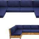 14-Piece Patio Furniture Cushions Set, Replacement Outdoor Cushions for 6-Seat Patio Sectional, Waterproof & Fade Resistant Deep Seat Cushion for Outdoor Sofa, Navy Blue
