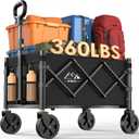 NWH Collapsible Wagon Cart with Wheels Foldable, 360LBS Large Capacity Portable Folding Utility Heavy Duty Beach Wagons Cart with All-Terrain Wheels for Groceries Shopping, Camping, Sports, Garden (120L)