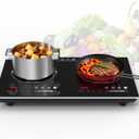 VBGK 2 burner induction cooktop,110V 4000W 2 burner induction stove top with Brushed Panel LED touch Control,8 Power Levels, Kids Lock & 4H Timer 2 burner hot plate