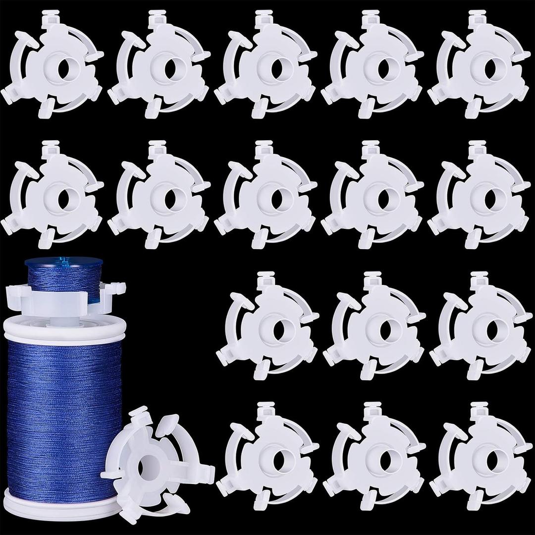 WILLBOND 50 Pieces Bobbin Holders Sewing Bobbin Small Clips Sewing Tool Accessory Clear Thread Clips Holder Tool