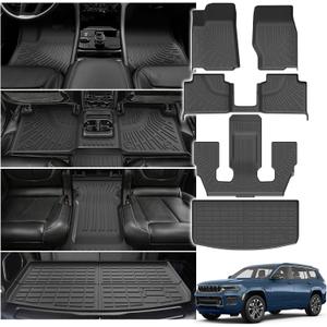 Powerty Floor Mats for Toyota 4Runner 2025 2026(Fit 5 Seats,Not for Hybrid Model), All Weather 3D TPE Anti-Slip Trunk Cargo Liner Seat Back Covers Protectors Full Set Car Accessories
