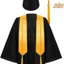 Syhood 4 Pieces 2026 Unisex Graduation Matte Gown Cap Tassel Stole Set Honor Cord for Graduation (Black), 48'', Fits Height 5'3-5'5''