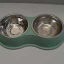 Dog Bowls Double Dog Water and Food Bowl Stainless Steel Bowl with Non-Slip Resin Station, Pet Feeder Bowls for Puppy Medium Dogs Cats (1.Black)