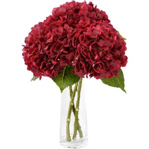 Artificial Flower Fake Silk Hydrangea Heads Bouquet with Stems Bulk for Fall Decoration Table Center Christmas Indoor Outdoor Faux Floral Realistic