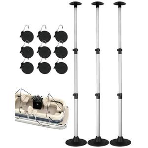 OCEANBROAD Boat Cover Support Poles Adjustable Telescoping Aluminum - Universal Fit for Pontoon, V Hull, Jon Boats - Waterproof Windproof Cover Support System with Straps, 3 Pack
