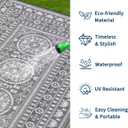 Garvee Reversible Outdoor Rug 9x12 for Patio, Waterproof Outdoor Area Rug, Modern Medallion Indoor Outdoor Rugs, Plastic Straw Rug for RV, Camping, Deck, Vintage Grey