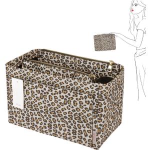 ZTUJO Purse Organizer, Felt Bag Organizer Purse Organizer Insert For Speedy, Neverfull, Graceful, Neverfull,Tote, Handbag,Shaper (X-Large, Leopard)