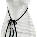 MakeMeChic Women's Knitted Strapless Dress Wrap Tie Front Sleeveless Bodycon Mini Tube Dresses (Large, Beige)