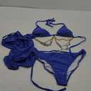 COZYEASE Women's 3 Piece Bikini Set Backless Halter Neck Triangle Chain Swimsuit Set with Beach Skirt M