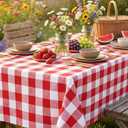 B-COOL Buffalo Plaid Table Cloth Fabrics - Checkered Tablecloth Spring Valentines Day Rectangle Red and White Checkered Table Covers for Picnic, Birthday, Christmas Indoor Outdoor Party 56 x 120 Inch