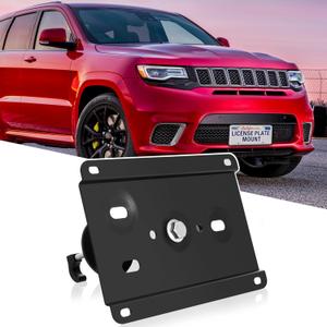 No Drill Front Bumper License Plate Mount Bracket Holder Compatible with Dodge 2008-up Challenger, 2011-up Charger, 2011-up Durango, 2011-up Grand Cherokee Front Grille License Plate Frame Accessories