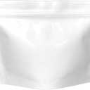 50 Pack 7.5 Mil White Mylar Stand Up Bags - 8.5x6.5 Inches Resealable Smell Proof Bag withstand Hot Water - Foil Sealable Zipper Food Storage Pouch - Glossy White