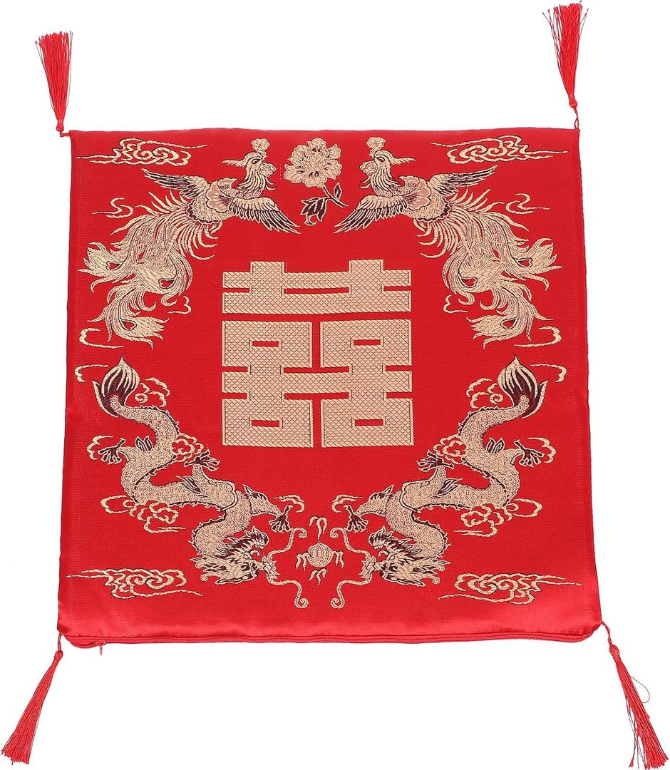 LOGOFUN Chinese Style Seat Cushion Classic Square Chair Seat Cushion Pad Thickened Chair Cushion for Dining Room Decorations 41x40.5x4cm/16.14x15.94x1.57in, Size Medium