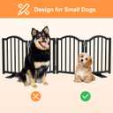 Snughome Short Dog Gate Indoor, 16" High Freestanding Small Dog Door Gate with Support Feet, Expands Up to 48’’ Wide Foldable Pet Gates for Doorway, 4 Panel Folding Pet Door Pet Fence for Puppy, Black