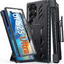 FNTCASE for Samsung Galaxy S25-Ultra Case: Military Grade Rugged Cell Phone Cover with Kickstand & Belt Clip Holster | Shockproof TPU Protection Bumper Design for S25 Ultra Cases 6.9 inch (Black)