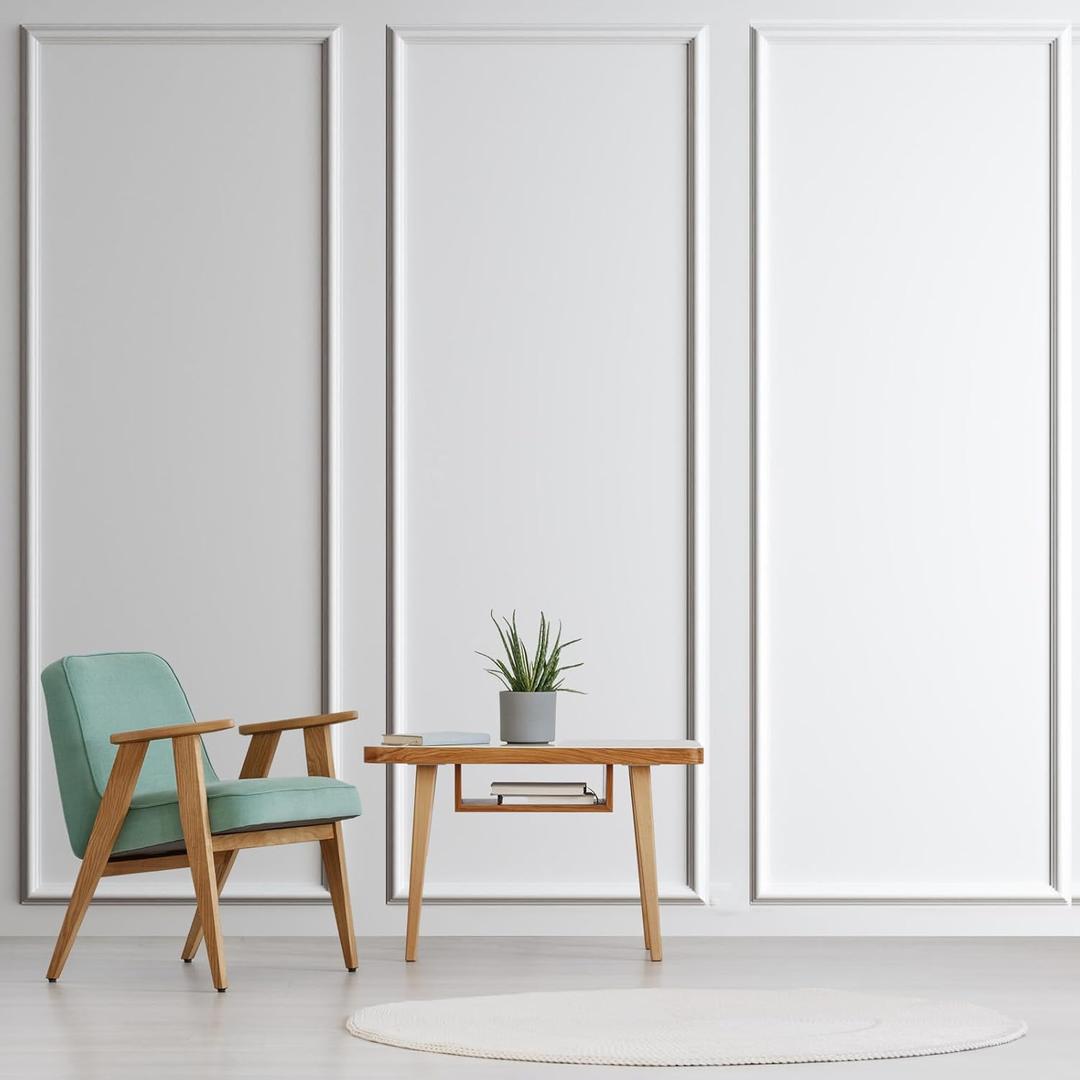 3 Set Accent Wall Molding Kit Premade Wainscoting Panels Wall Molding Peel and Stick Panel White Pre Cut Trim for Walls Picture Frame Molding for Home Decoration (39 x 91 Inch)