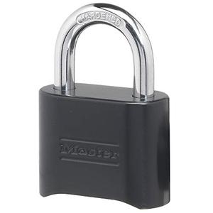 Master Lock Black Combination Padlock, Set Your Own Combo Lock, Weather Resistant Indoor and Outdoor Padlock with Code for Gym Locker, Gate, Shed, 178D, Black