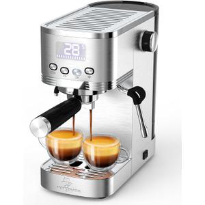 Espresso Machine 20 Bar, Espresso Maker with Milk Frother and Hot Water Wand for Cappuccino, Latte, Americano, Stainless Steel