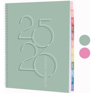 Rileys Academic Planner 2025-2026, Daily, Weekly & Monthly Planner, July 2025 - June 2026, Student Notes Pages, Twin-Wire Binding, Weekly Agenda for School & Work (8.5 x 11-Inches, Green, Deco)