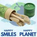 Gaia Guy Natural Bristle Bamboo Toothbrush for Kids (NO Nylon - Boar Hair ONLY) - Totally Compostable & Biodegradable Boar Bristle and Bamboo Toothbrushes - Zero Waste - 6-Pack