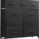 WLIVE 9-Drawer Dresser, Fabric Storage Tower for Bedroom, Hallway, Entryway, Closet, Tall Chest Organizer Unit with Fabric Bins, Steel Frame, Wood Top, Easy Pull Handle