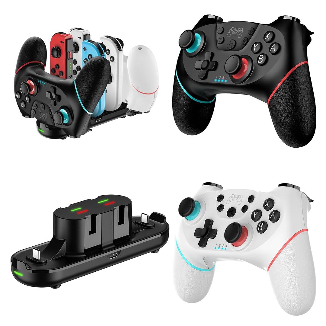 VidPPluing 2 Pack Switch Controllers with Charging Dock, Switch 2 Controller for Switch 2/Switch/Lite/OLED, Switch Pro Controller with Motion Control/Vibration/Turbo/Wakeup/Charging Cable