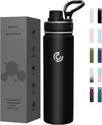 Sports Water Bottle 22oz, Insulated Water Bottle with Handle,Stainless Steel,Simple Modern,Suitable for Travel, School, Boy, Girl Black