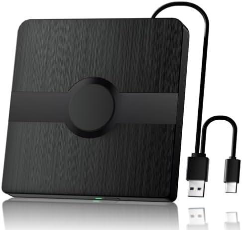 Wbacon External Blu Ray Drive, BD Player with Read/Write Capability Portable Blu-ray Player with USB 3.0 and Type-C CD/DVD Burner 3D Blu-ray Drive (with Charging Cable)